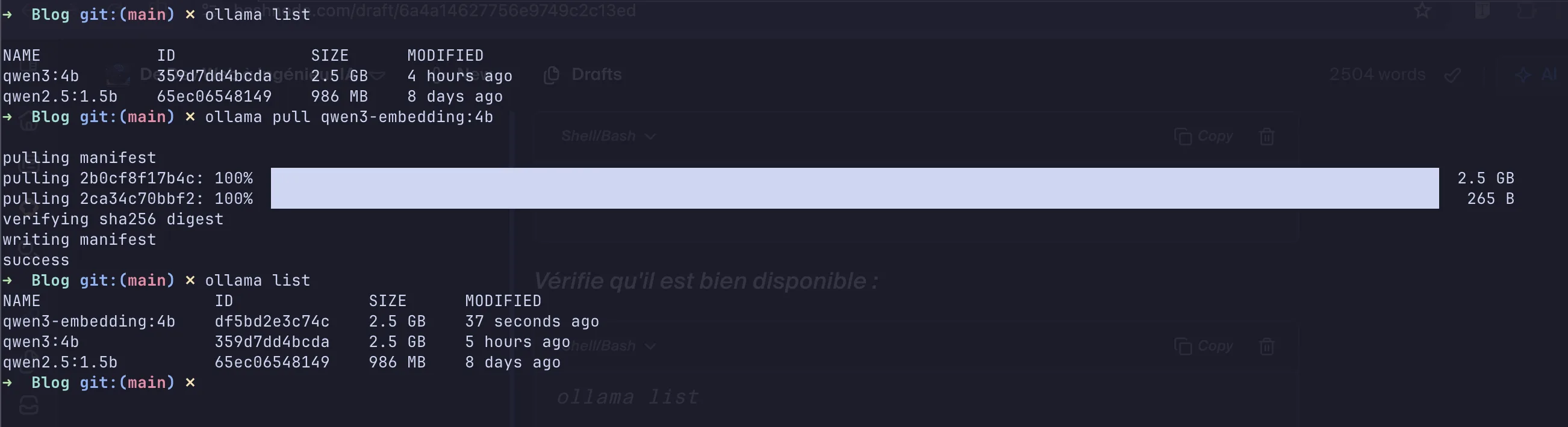 Modèles Ollama disponibles